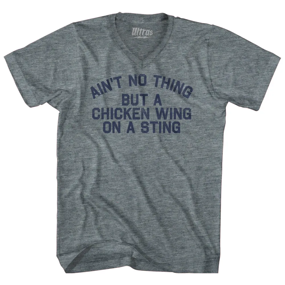 Ain't No Thing But A Chicken Wing On A Sting Tri-Blend V-neck Womens Junior Cut T-shirt