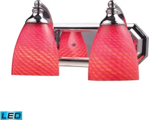 Bath and Spa 2 Light Led Vanity In Polished Chrome and Scarlet Red Glass
