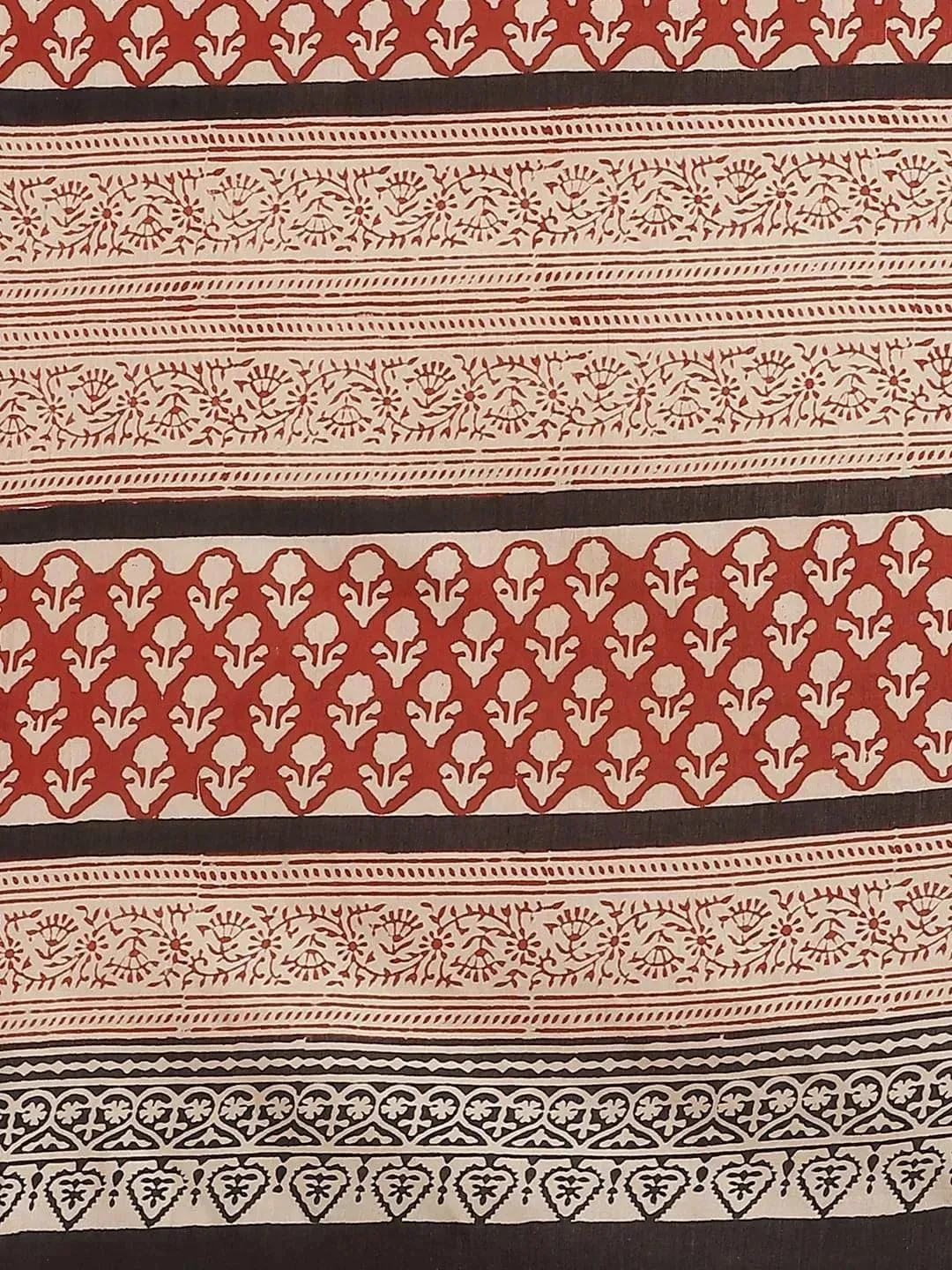 Beige Printed Cotton Saree