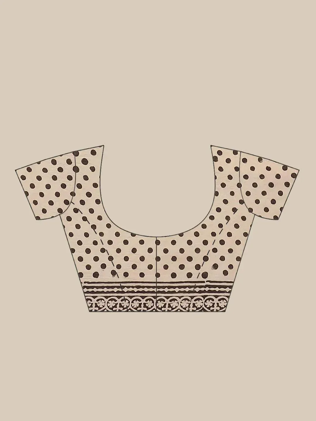 Beige Printed Cotton Saree
