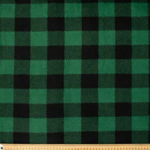 Black Checks on Green Printed Polar Fleece DSN #7