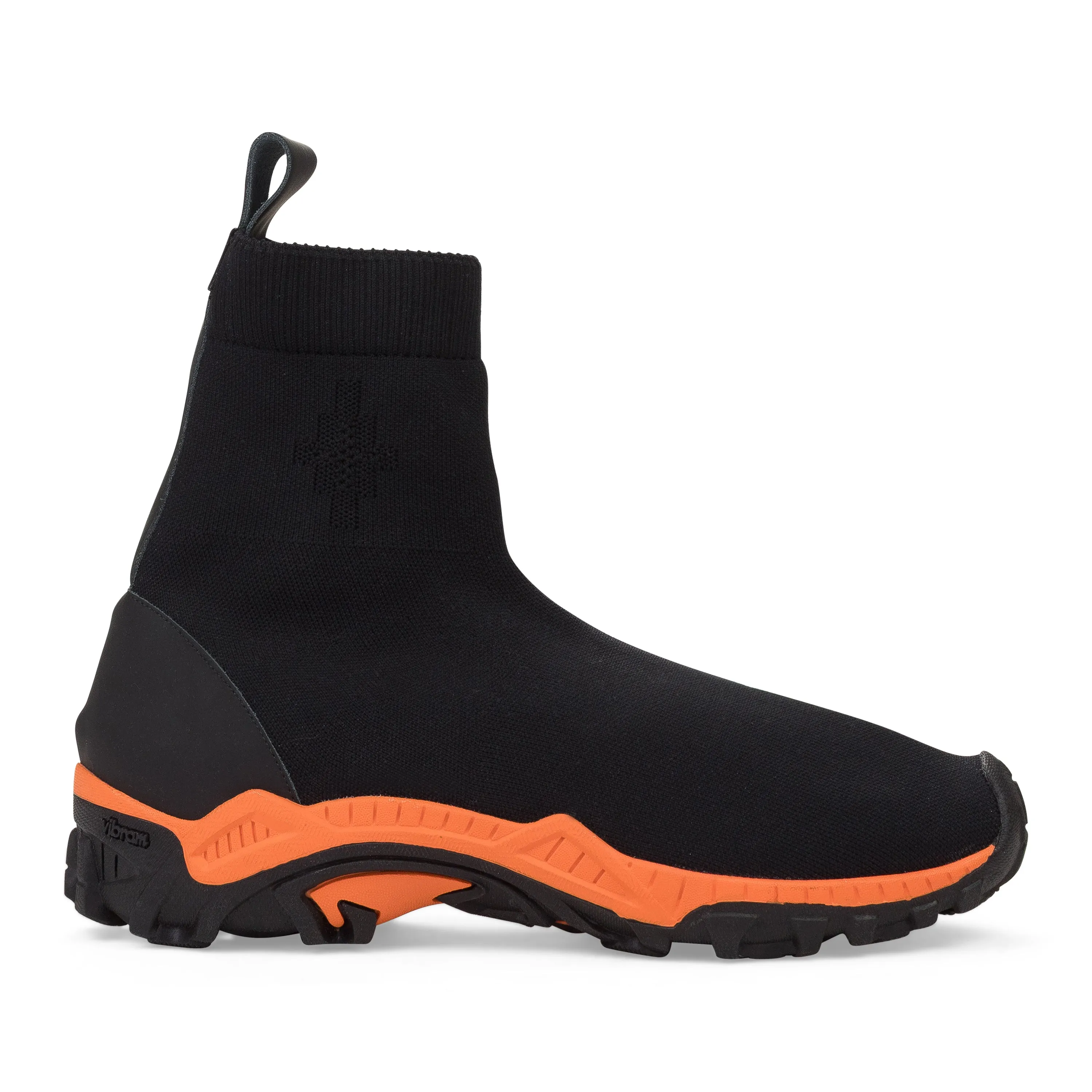 BLACK/ORANGE FLYKNIT BOOTS