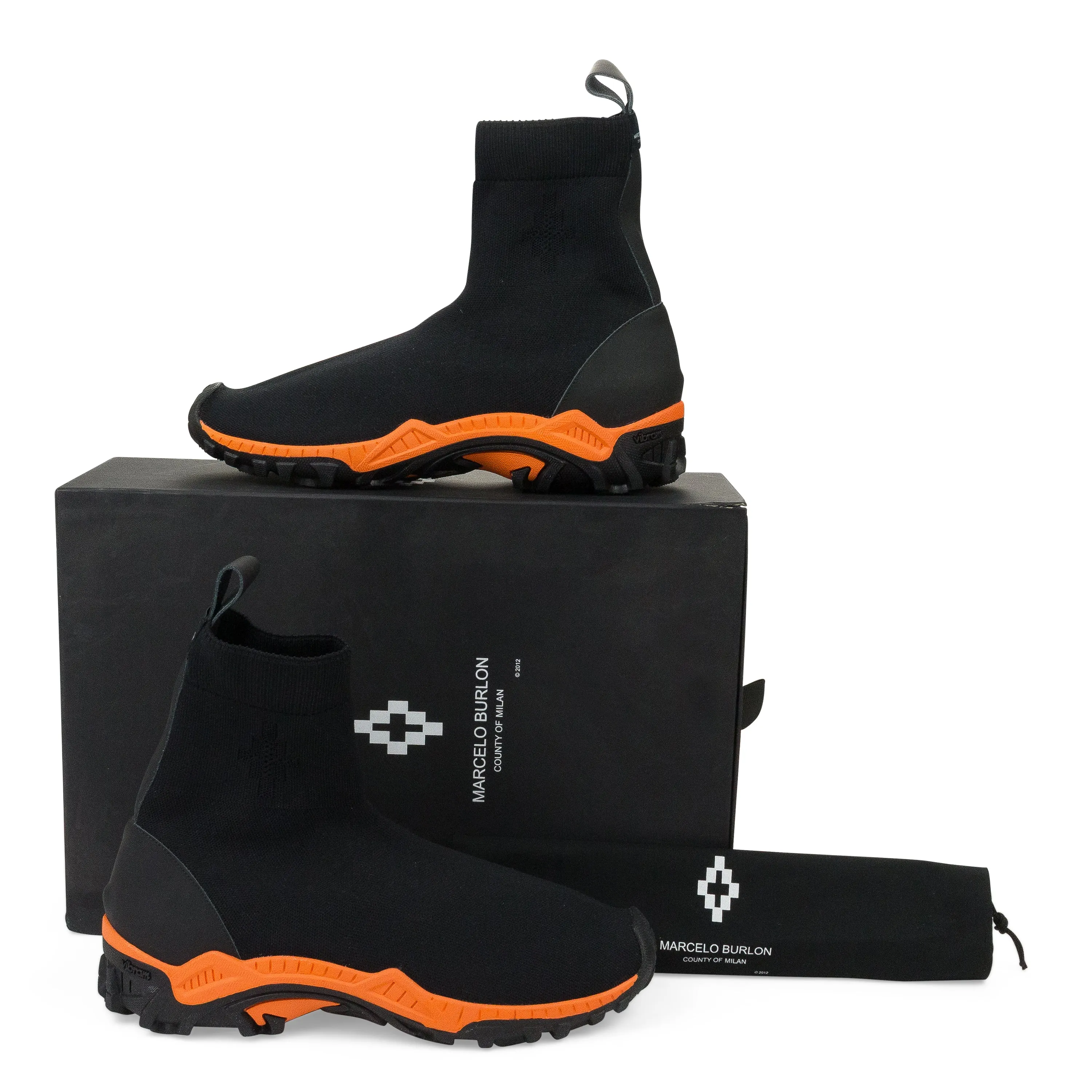 BLACK/ORANGE FLYKNIT BOOTS