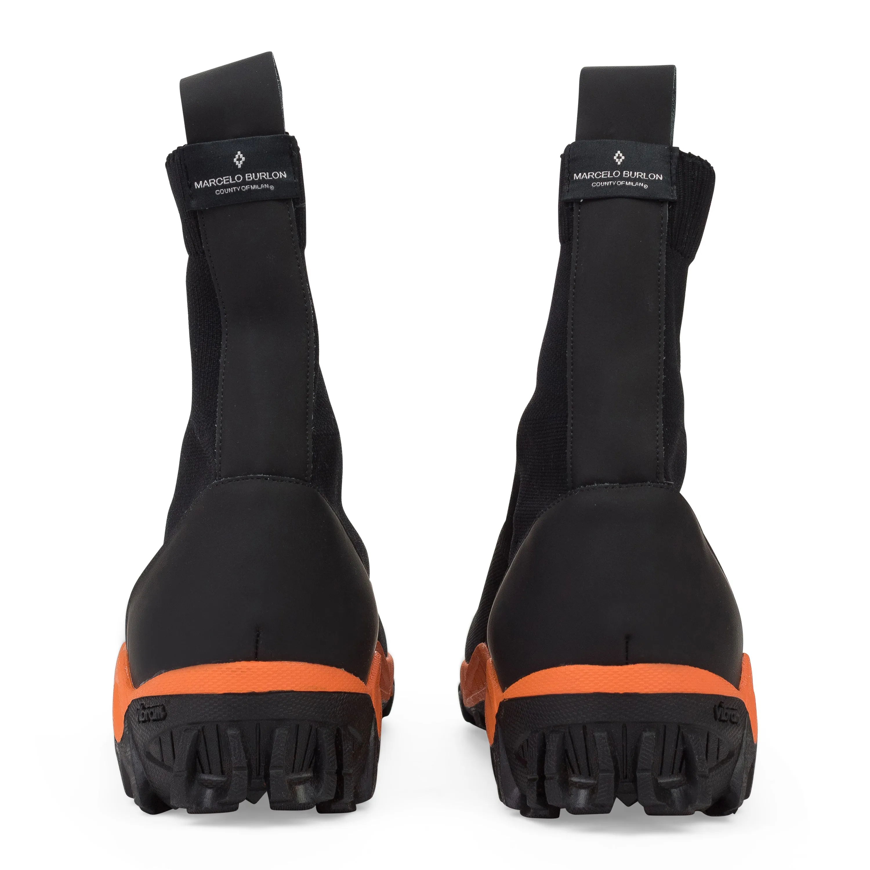 BLACK/ORANGE FLYKNIT BOOTS