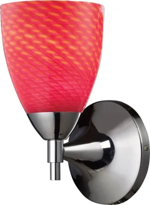 Celina 1 Light Sconce In Polished Chrome and Scarlet Red Glass