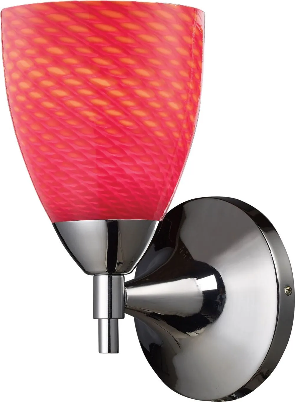 Celina 1 Light Sconce In Polished Chrome and Scarlet Red Glass