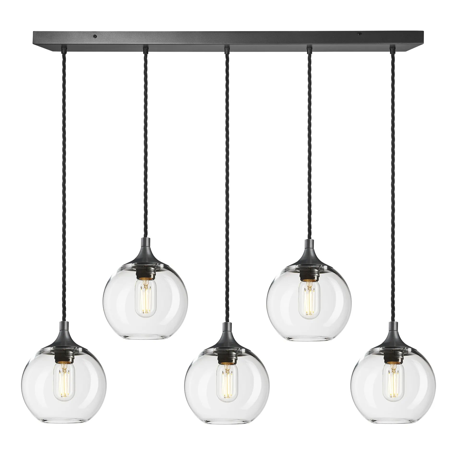 Chelsea Glass Globe 5 Wire Cluster Lights - 7 inch - Clear