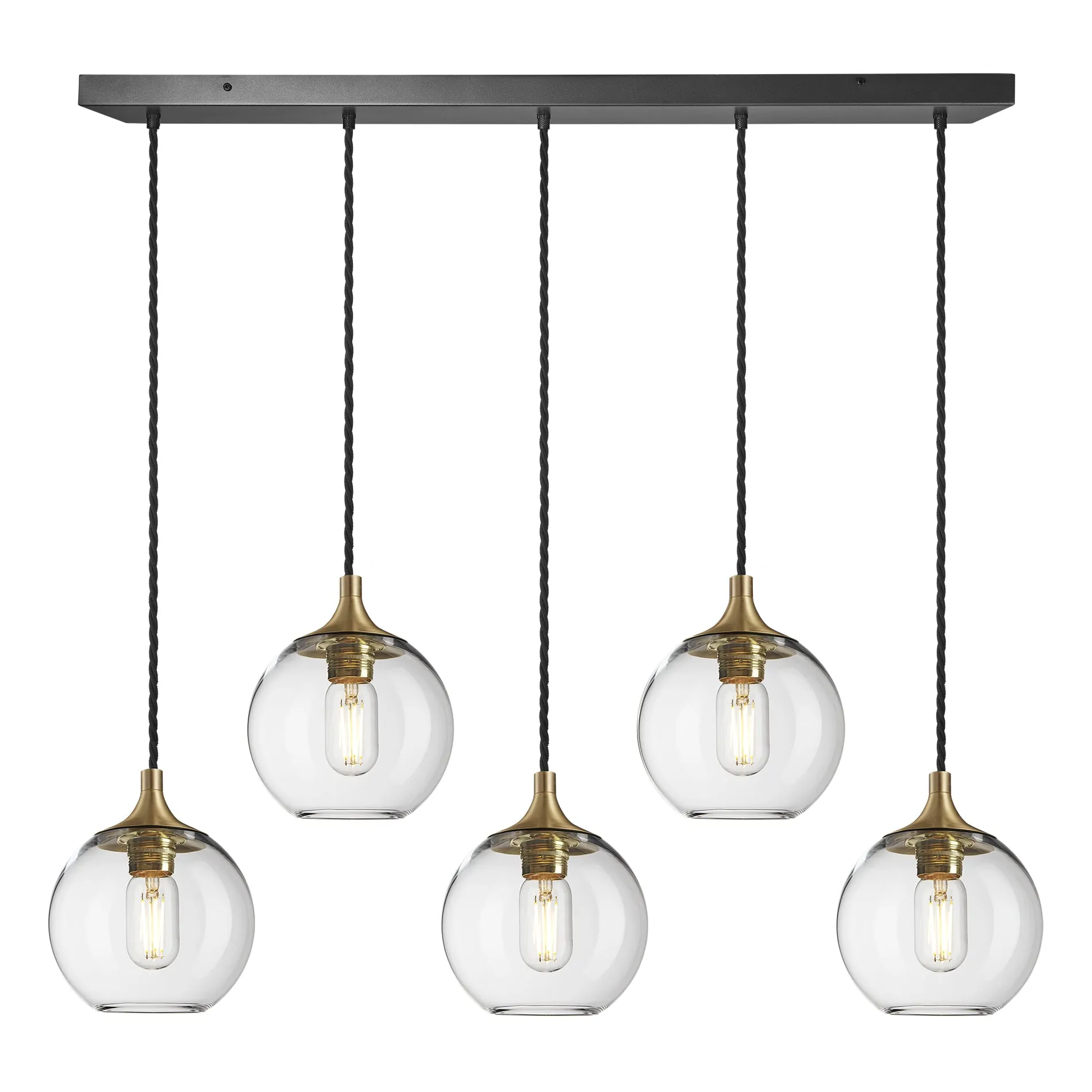 Chelsea Glass Globe 5 Wire Cluster Lights - 7 inch - Clear