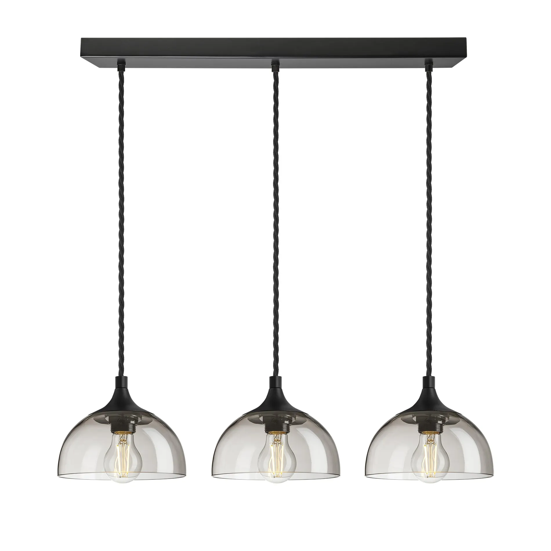 Chelsea Smoked Glass Dome 3 Wire Cluster Lights - 8 inch - Mocha