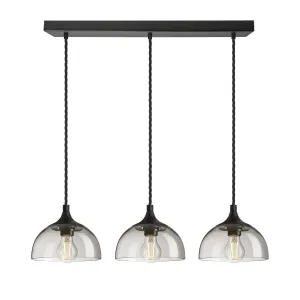 Chelsea Smoked Glass Dome 3 Wire Cluster Lights - 8 inch - Mocha