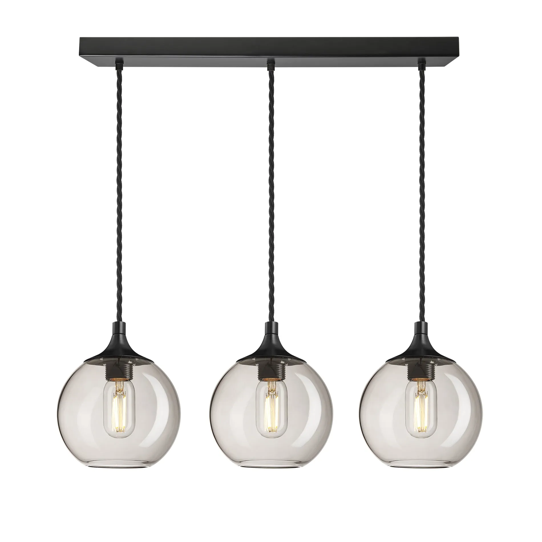 Chelsea Smoked Glass Globe 3 Wire Cluster Lights - 7 inch - Mocha