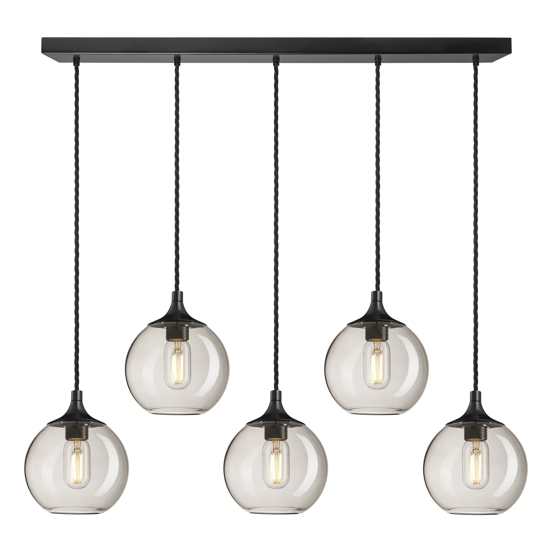 Chelsea Smoked Glass Globe 5 Wire Cluster Lights - 7 inch - Mocha
