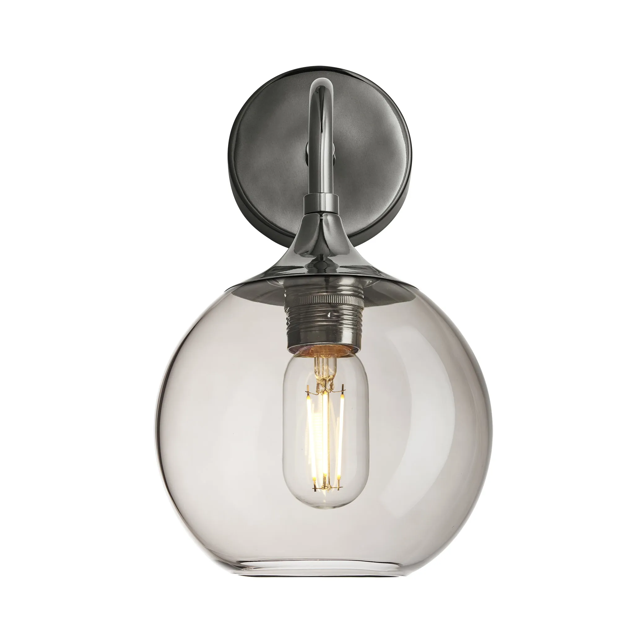 Chelsea Smoked Glass Globe Wall Light - 7 Inch - Mocha