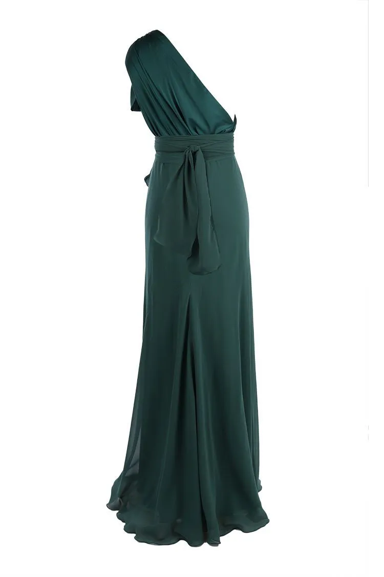 Chelsea Two-Tone Gown in Bottle Green
