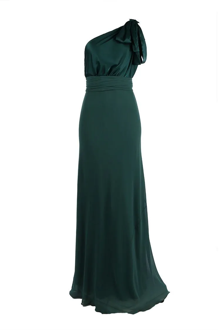 Chelsea Two-Tone Gown in Bottle Green