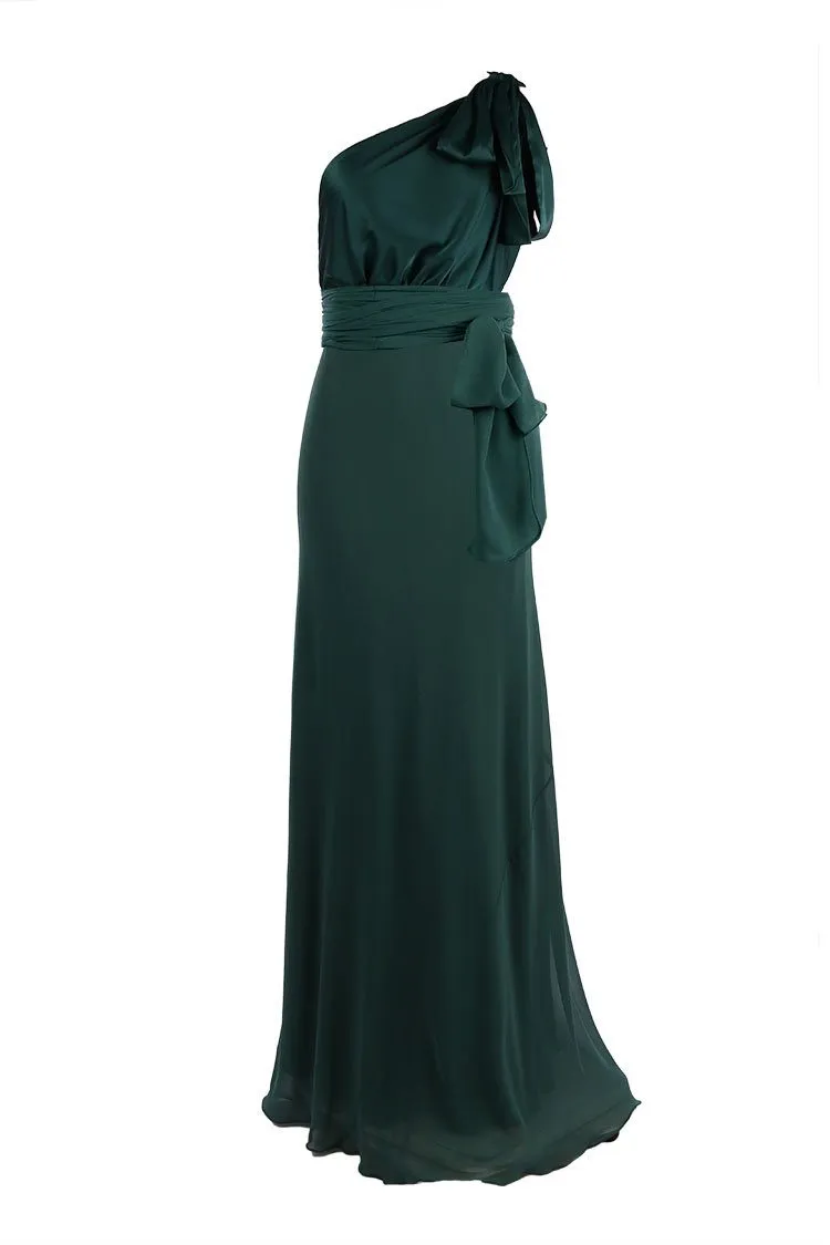 Chelsea Two-Tone Gown in Bottle Green