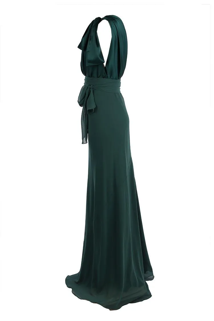 Chelsea Two-Tone Gown in Bottle Green