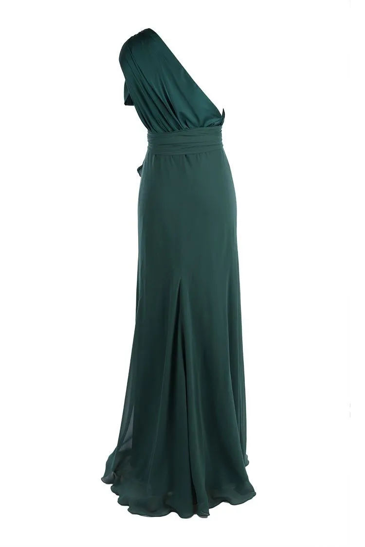 Chelsea Two-Tone Gown in Bottle Green