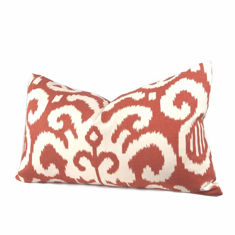 (CLEARANCE) Suburban Home Rust Orange White Ikat Southwest Tribal Abstract Motif Pillow Cover
