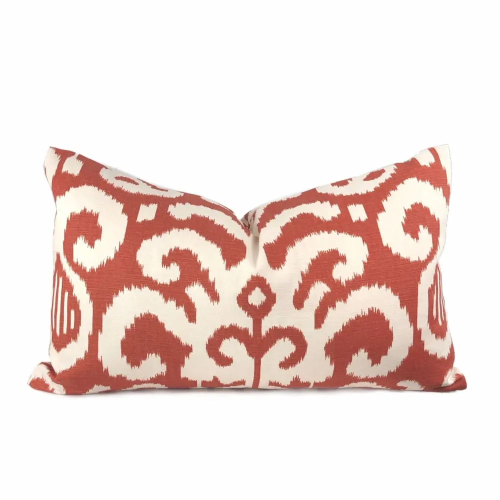 (CLEARANCE) Suburban Home Rust Orange White Ikat Southwest Tribal Abstract Motif Pillow Cover