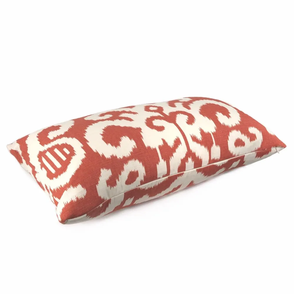 (CLEARANCE) Suburban Home Rust Orange White Ikat Southwest Tribal Abstract Motif Pillow Cover