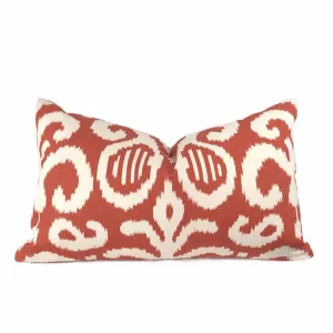(CLEARANCE) Suburban Home Rust Orange White Ikat Southwest Tribal Abstract Motif Pillow Cover
