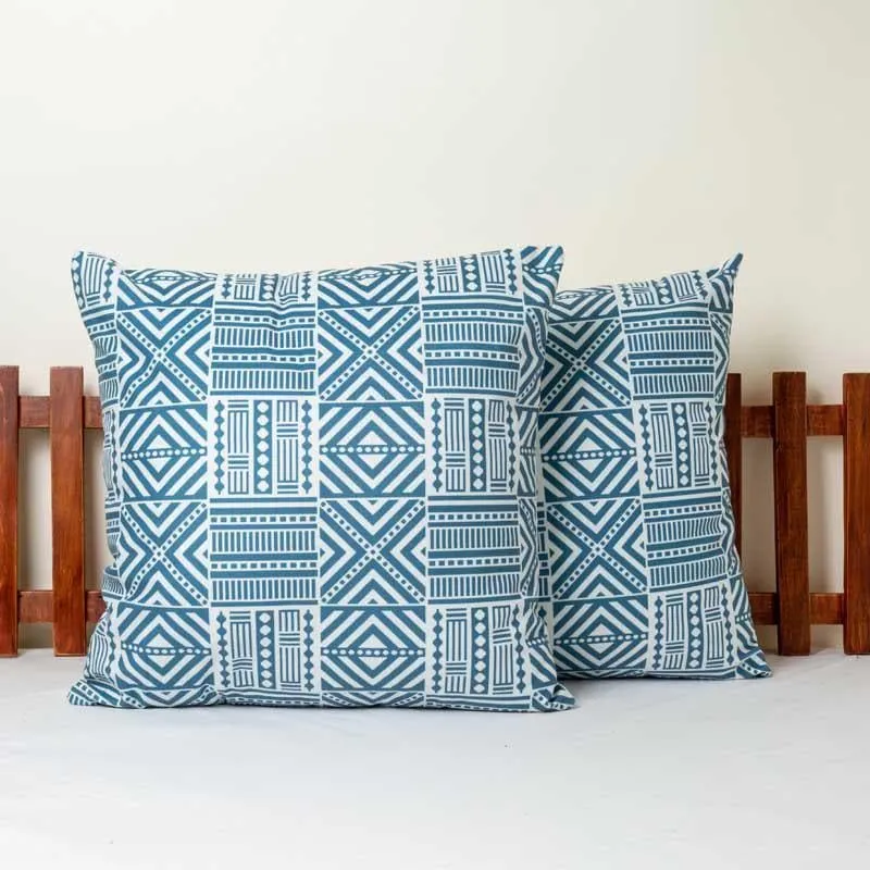 Crafted In Blue Cushion Cover - Set of Two