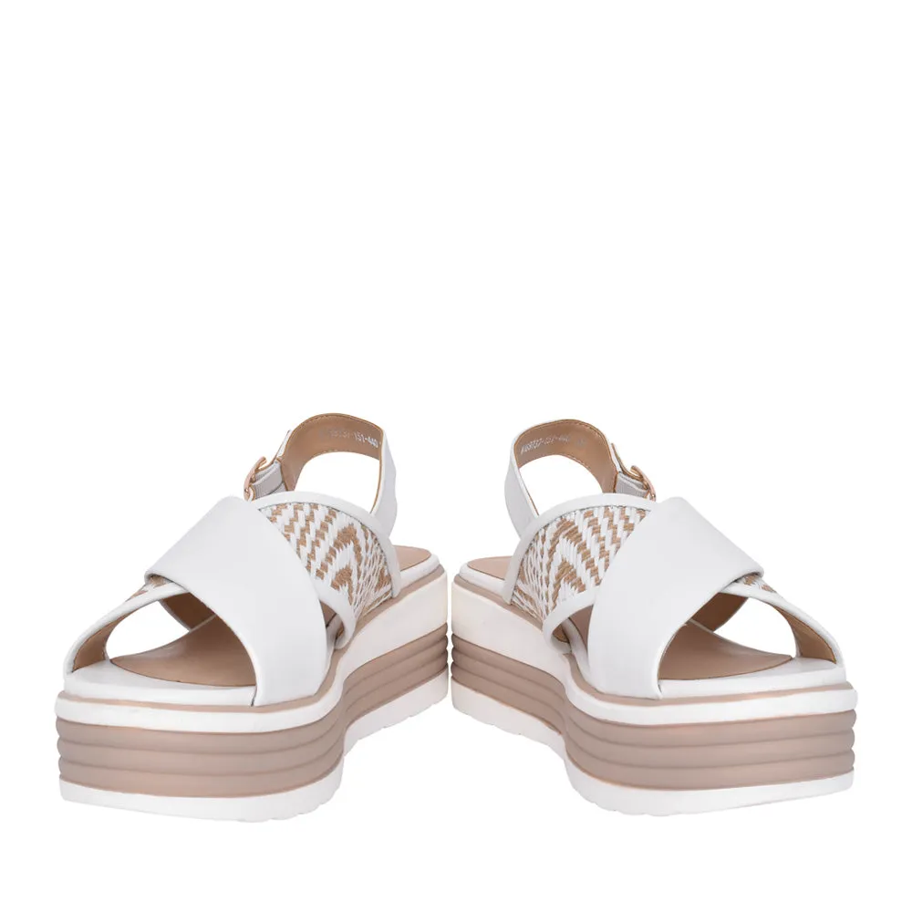 Cross Strap Wedge Sandal - White