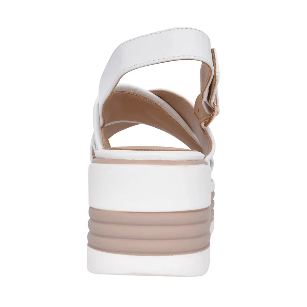 Cross Strap Wedge Sandal - White