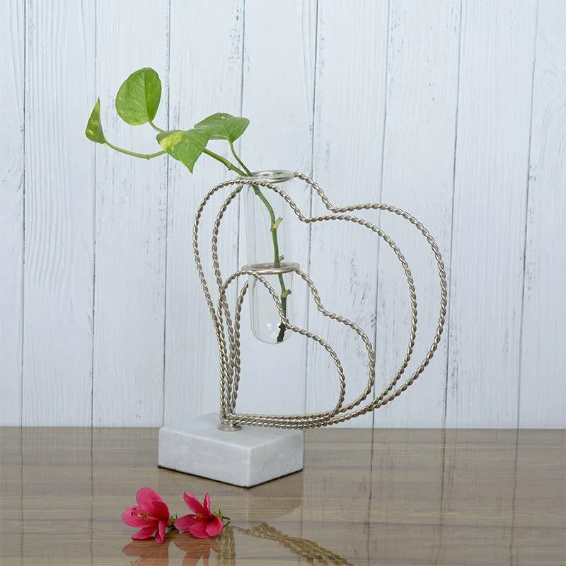 Crossed Hearts Planter - Silver