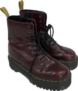 Dr Martens Red Smooth Leather Lace Up Boots In Burgundy UK 4 EU 37 👠