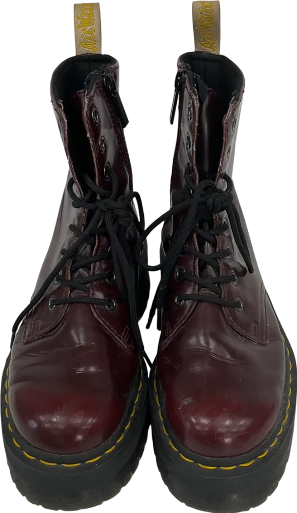 Dr Martens Red Smooth Leather Lace Up Boots In Burgundy UK 4 EU 37 👠