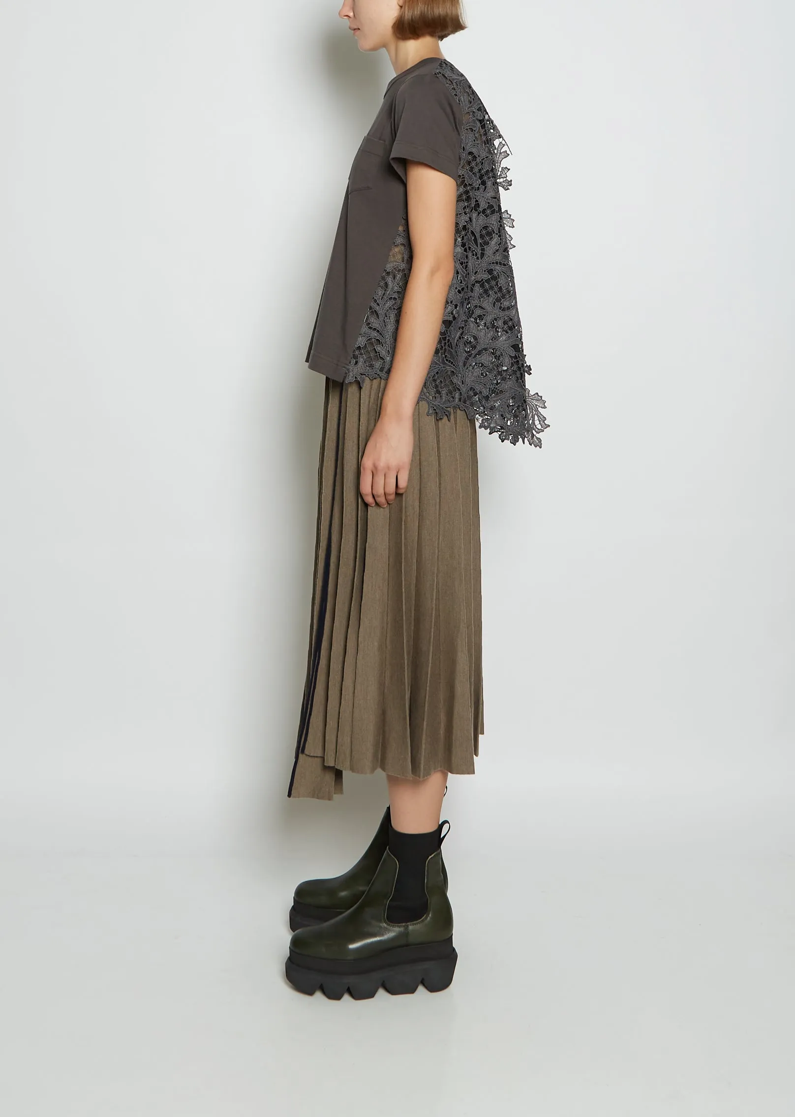 Embroidery Lace Cotton Jersey T-Shirt