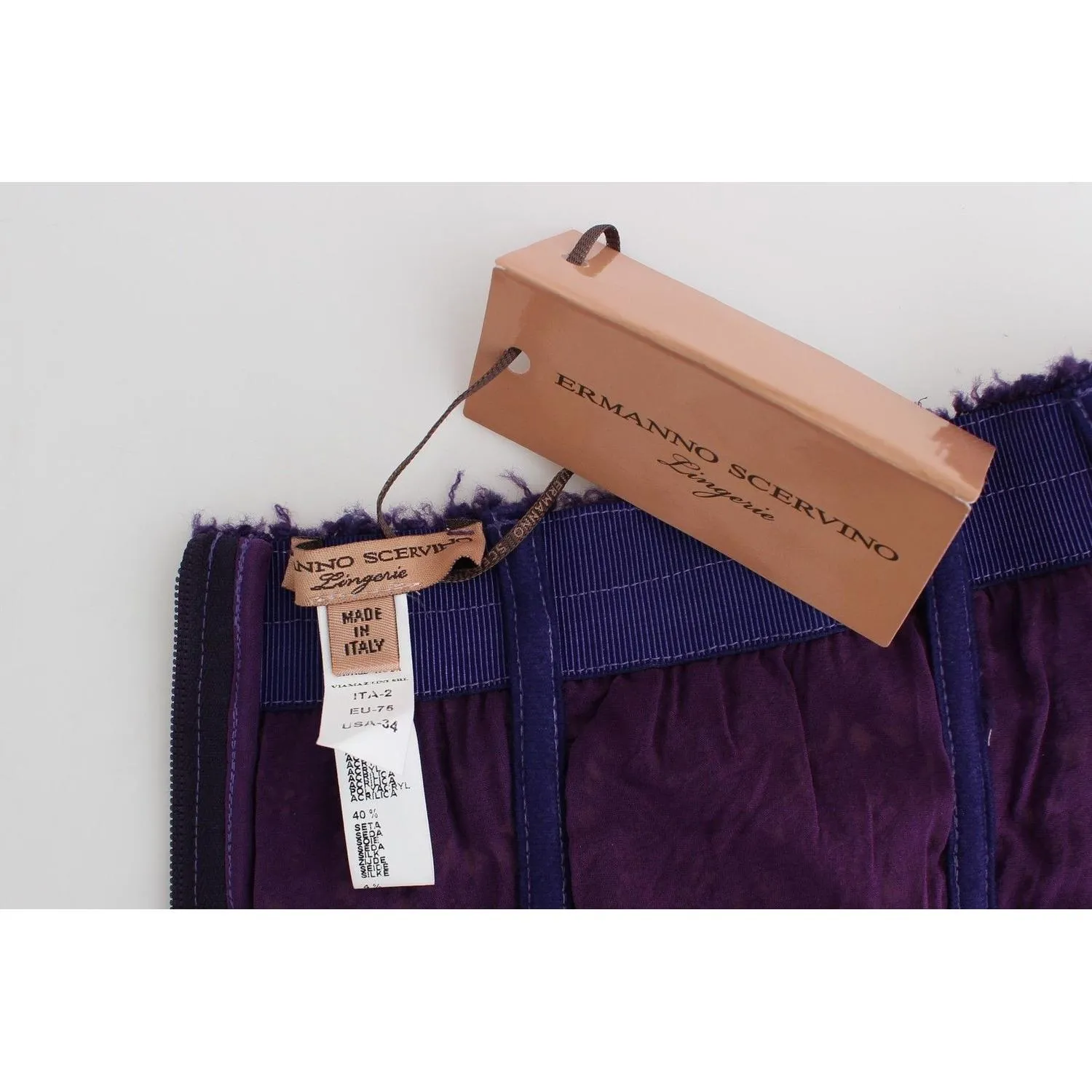 Ermanno Scervino Purple Lace Silk Blend Bustier Corset
