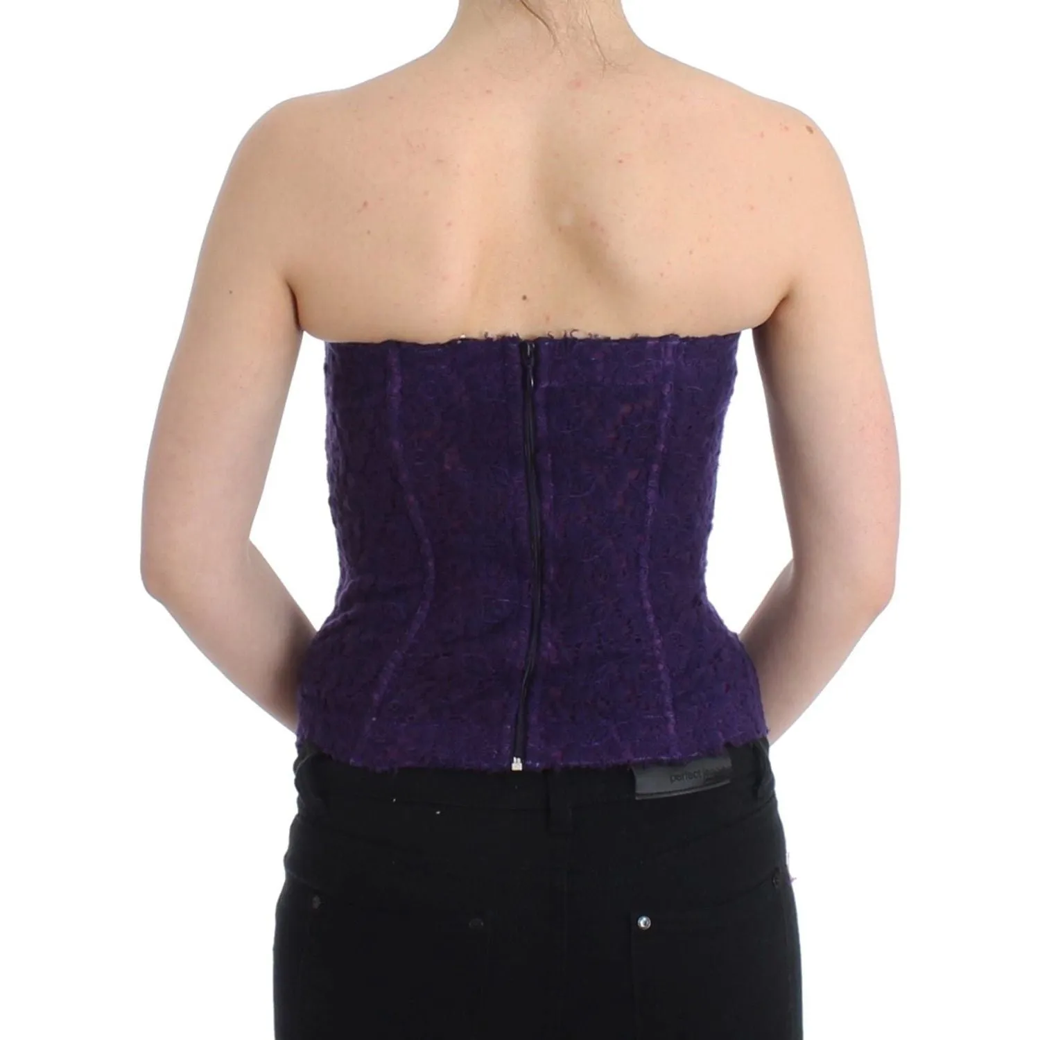 Ermanno Scervino Purple Lace Silk Blend Bustier Corset