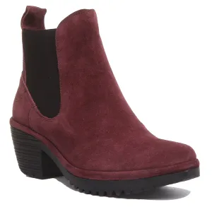 Fly London Wasp243 Block Heel Chelsea Boots In Wine For Women