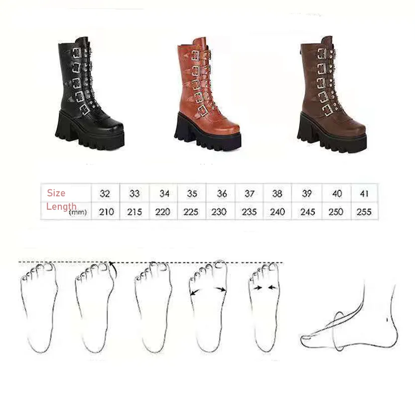 Funki Buys | Boots | Women's Chunky Mid-Calf Buckle Boot