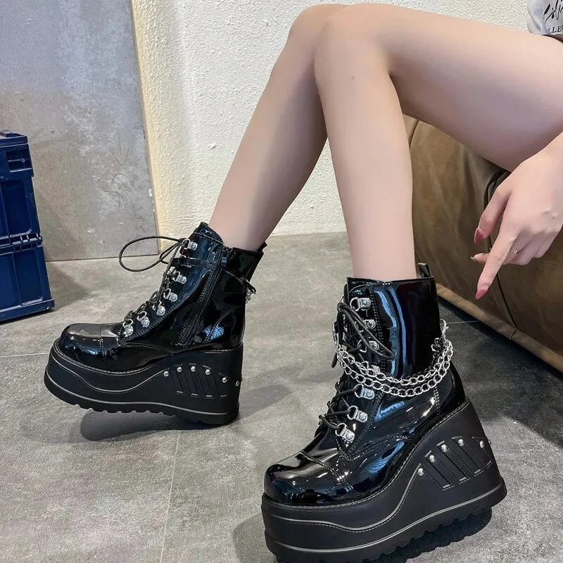 Funki Buys | Boots | Women's Gothic Punk Platform Ankle Boots