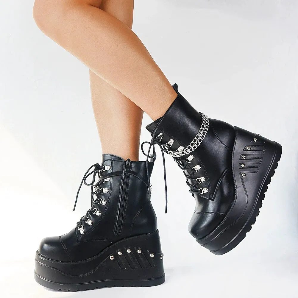 Funki Buys | Boots | Women's Gothic Punk Platform Ankle Boots