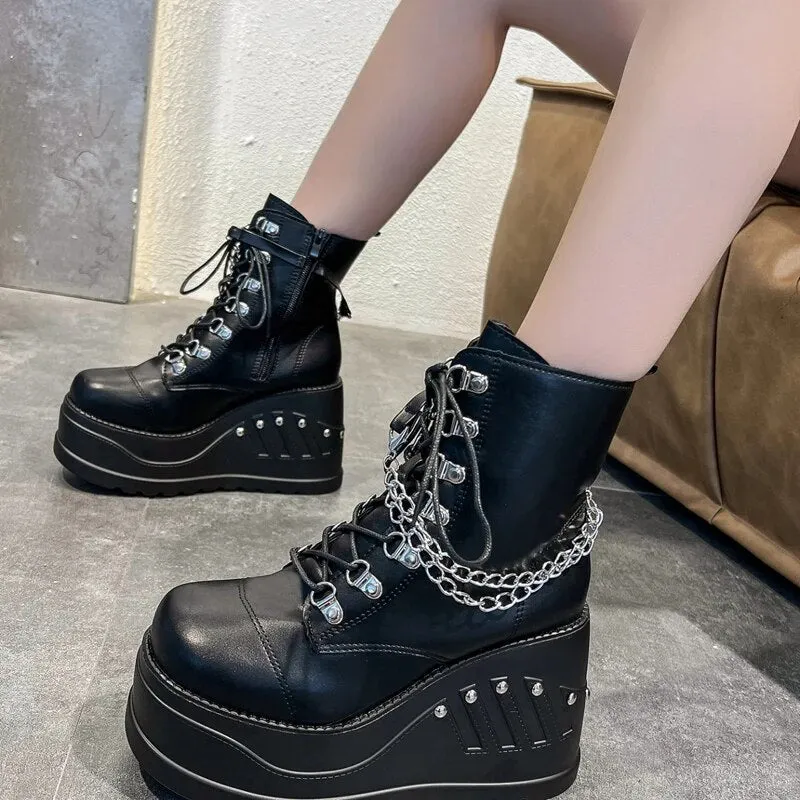 Funki Buys | Boots | Women's Gothic Punk Platform Ankle Boots