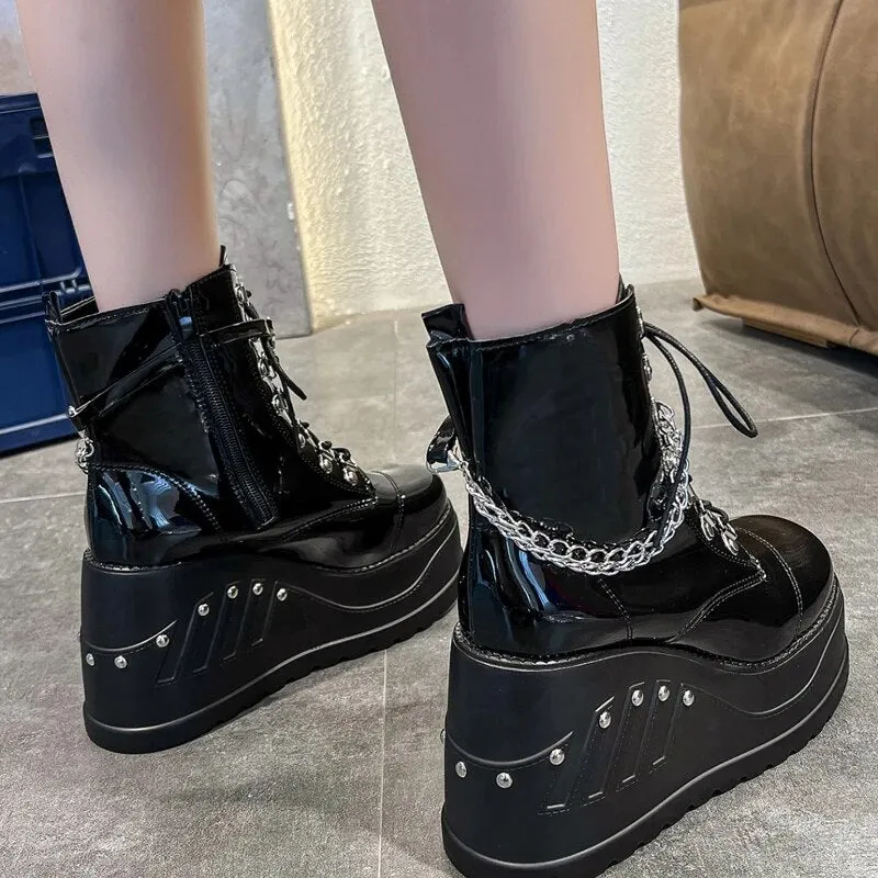 Funki Buys | Boots | Women's Gothic Punk Platform Ankle Boots