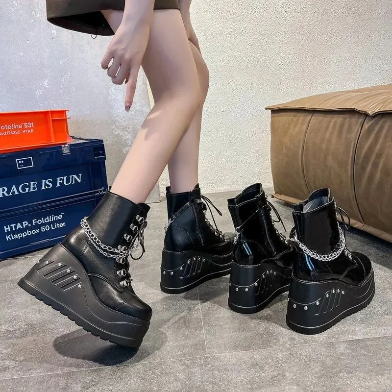 Funki Buys | Boots | Women's Gothic Punk Platform Ankle Boots