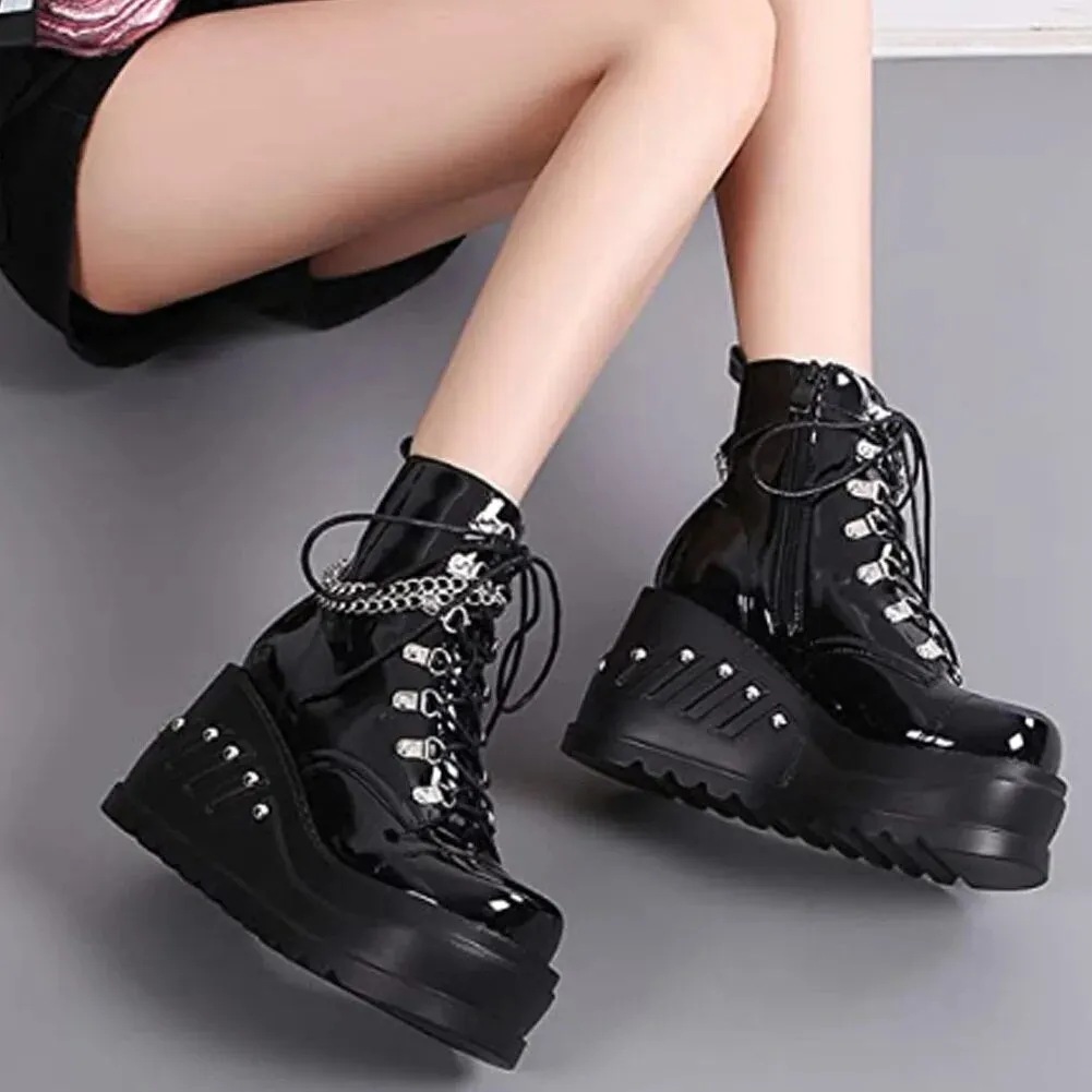 Funki Buys | Boots | Women's Gothic Punk Platform Ankle Boots