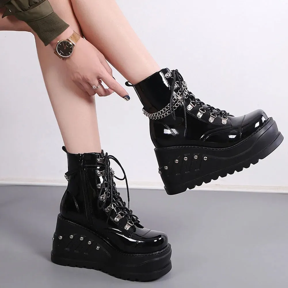 Funki Buys | Boots | Women's Gothic Punk Platform Ankle Boots