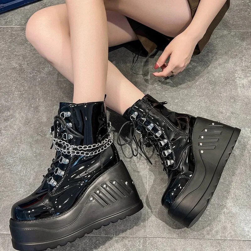 Funki Buys | Boots | Women's Gothic Punk Platform Ankle Boots