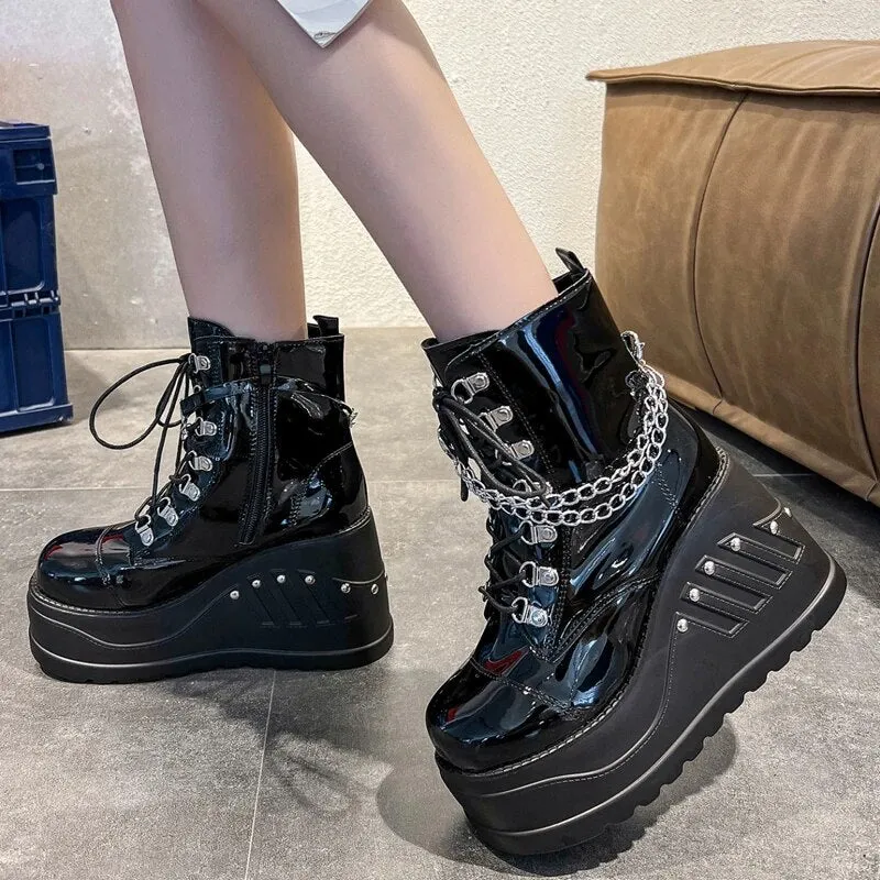 Funki Buys | Boots | Women's Gothic Punk Platform Ankle Boots