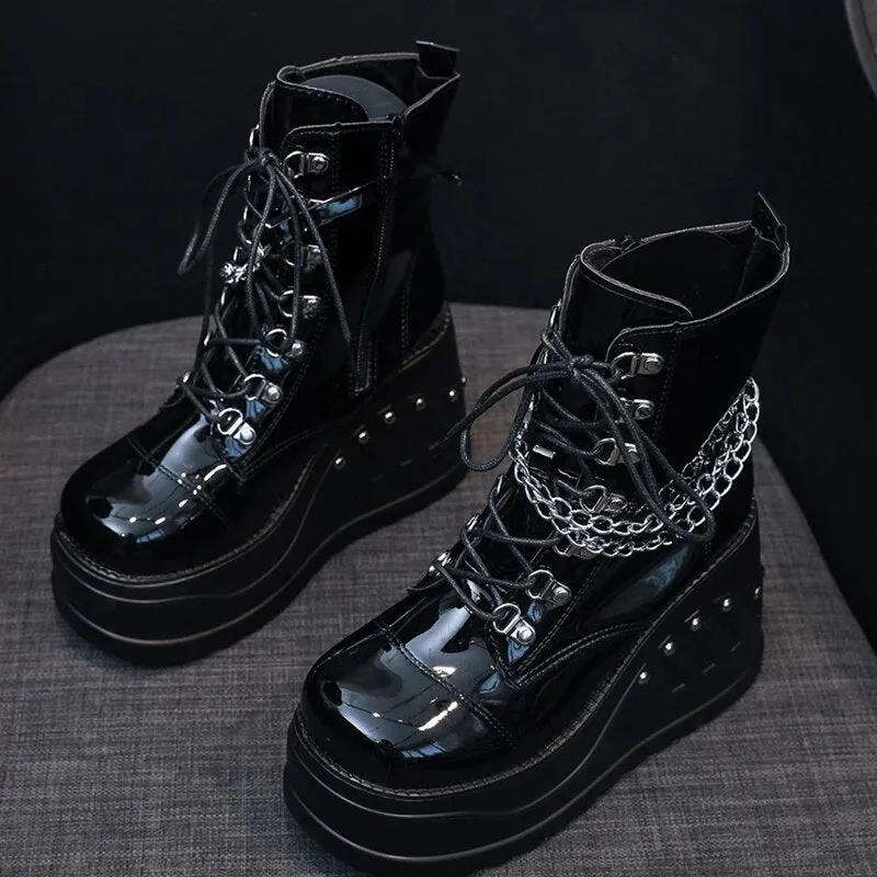 Funki Buys | Boots | Women's Gothic Punk Platform Ankle Boots