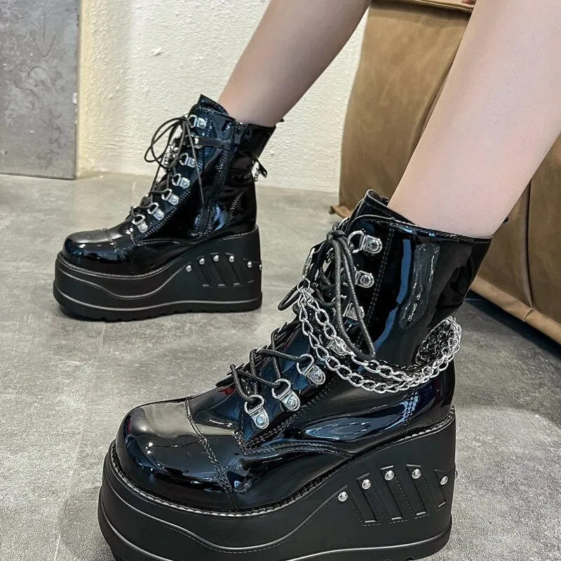 Funki Buys | Boots | Women's Gothic Punk Platform Ankle Boots