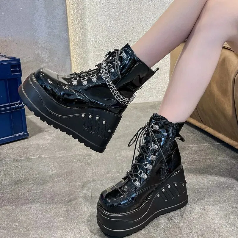 Funki Buys | Boots | Women's Gothic Punk Platform Ankle Boots