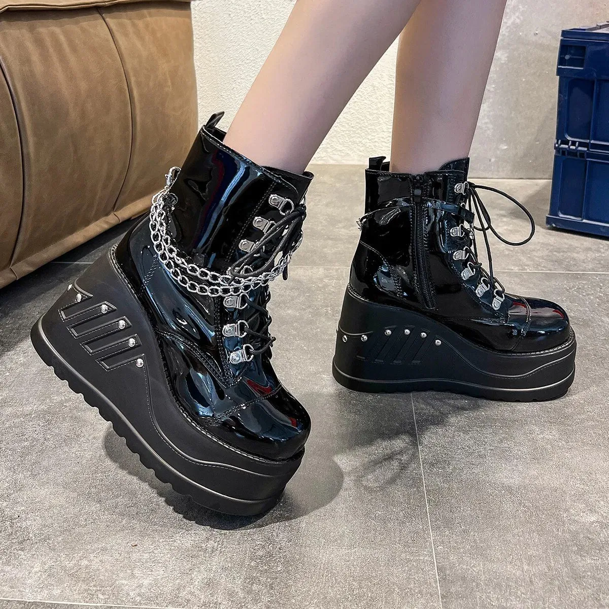 Funki Buys | Boots | Women's Gothic Punk Platform Ankle Boots